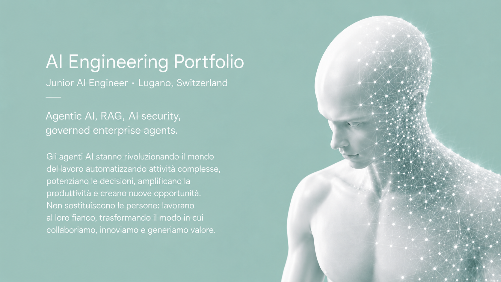 AI Engineering Portfolio di Giacomo Germano - Junior AI Engineer a Lugano, agentic AI, RAG, AI security e agenti enterprise governati
